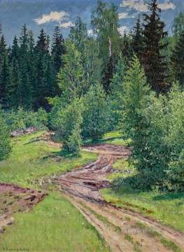 landscape Painting - PATH THROUGH THE WOODS Nikolay Bogdanov Belsky woods trees landscape